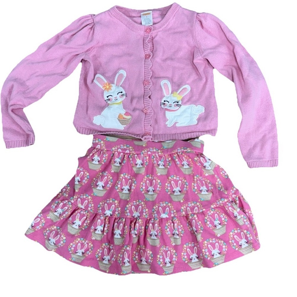 Gymboree Easter Sweater & Skort Matching Set Mixed Sz 6 Pink Bunny Spring Skirt